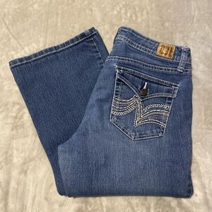 l.e.i. Jeans Junior Sz 9 Short Blue Bridget Bootcut Flap Pocket Cowgirl Western‎